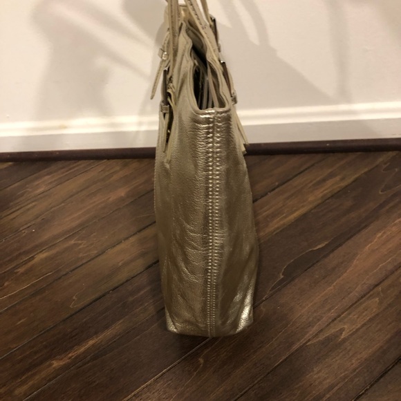 Clarks Leather Gold Foil Handbag - Picture 5 of 11